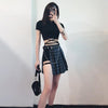 K-Pop Punk Plaid Skirt Black Short Belt SD00125