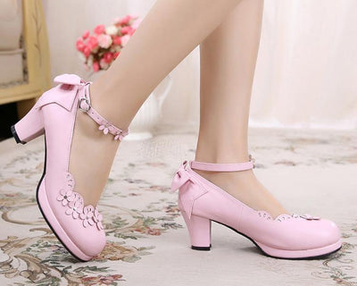 Japanese Lolita Strap Flower Bow Lace Shoes SD01945