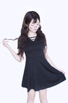 Japanese harajuku black slim v-neck dress SD01071