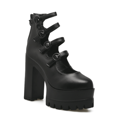 Black 4 Buckle Strap High-Heels Shoes SD00156