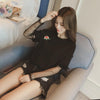 Korean fashion embroidery rose long T-shirt dress SD02456