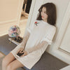 Korean fashion embroidery rose long T-shirt dress SD02456