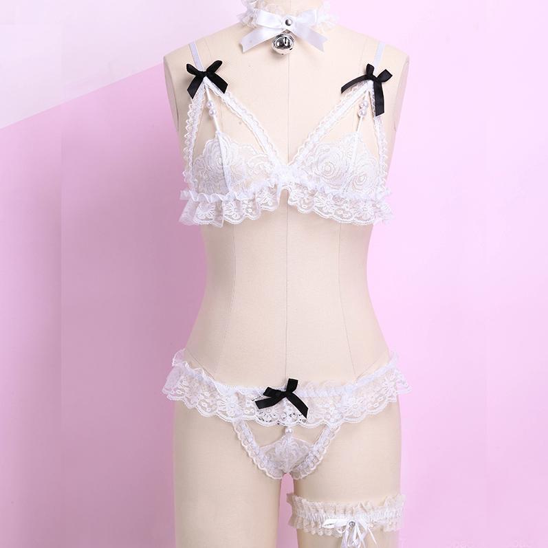 Sexy Lace Pearl Ribbon Lingerie Set SD00081