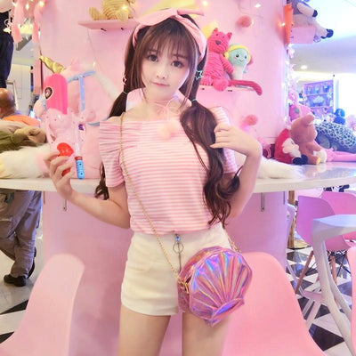 Pink Striped Slim T-shirt SD01901