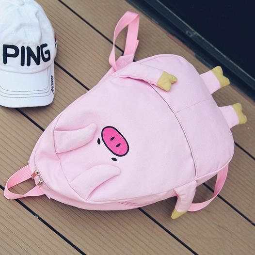 Cute Japanese Harajuku Pig Face and Legs Pink School Backpack SD14593