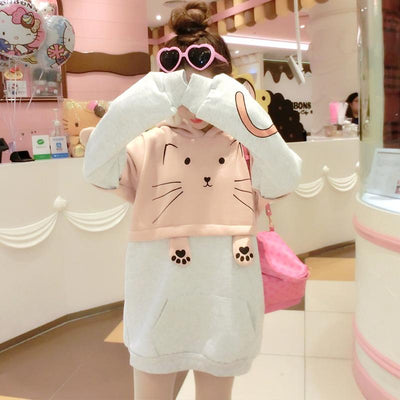 Japanese Kawaii Cat Warm Loos Sweater Dress SD01237