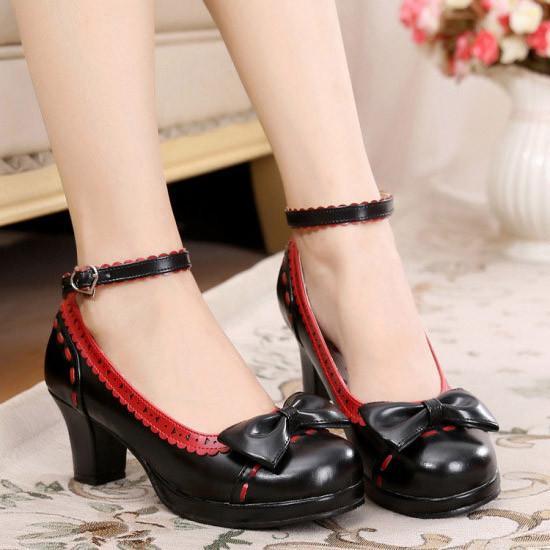 Japanese Princess Lolita Bow Cute Lace Heel Shoes SD01952