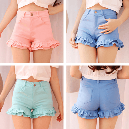 Pastel Sweet lotus leaf edge shorts SD01037