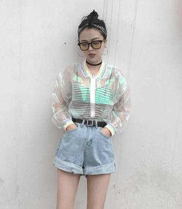 Harajuku transparent organza rainbow jacket SD00605