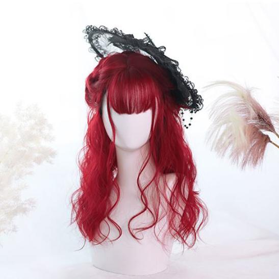 Bordeaux Red Curly Long Wig SD00212