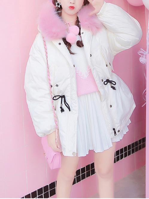 Big Fluffy Fake Fur Hoodie Coat SD00424