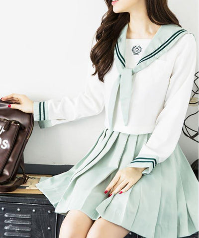 Mint Green Short/Long Sleeve School Uniform SD00107