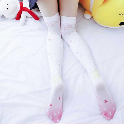 Cardcaptor Sakura Winged Staff Sakura Blossom Printed Knee Socks SD01620