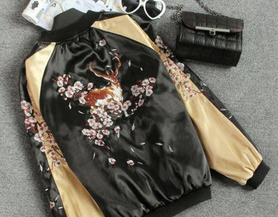 Deer Flower Tree Embroidered Silk Jacket SD01644