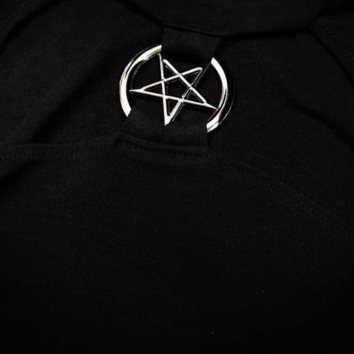 Pentagram Pendant Cute Out Chest Shirt SD00385