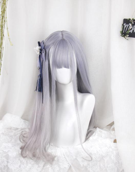 Gradient Grey Violet Curly Wig SD00534