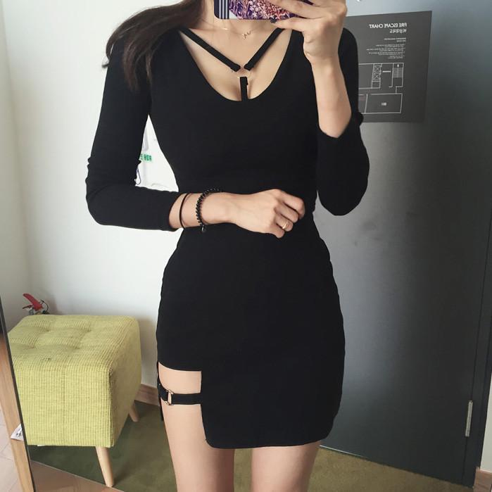 Korean Black Ring Strap Skirt Black Ring Strap Top SD02402