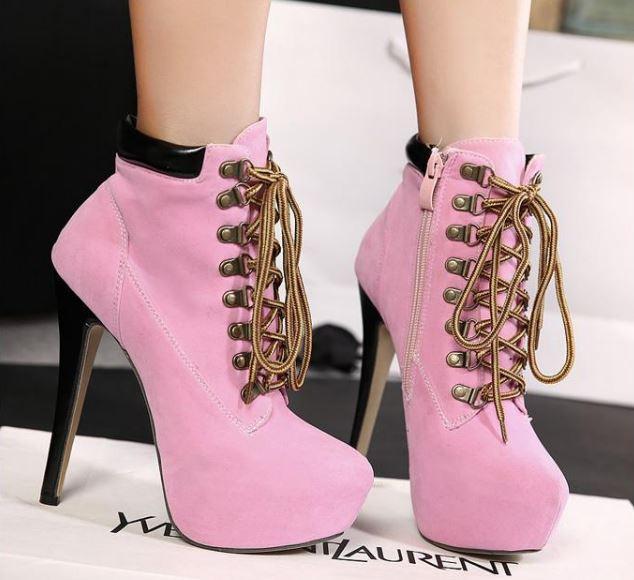 High Heel Cross Strap Martin Boots High Heel Shoes SD01953
