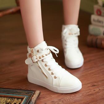 Hot White Straps Studs Sneakers Canvas Shoes SD02310