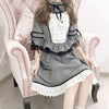 Elegant Lace White Black Plaid Dress SD01350