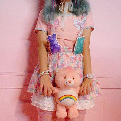 Harajuku "Spank me" "Bite Me" Pink Crop Top SD01716