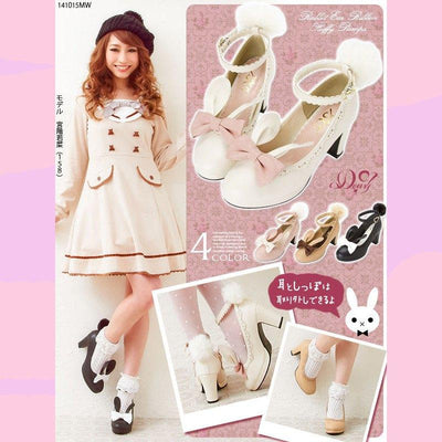 Japanese Lolita Bunny Lace Fluffy Shoes SD00864