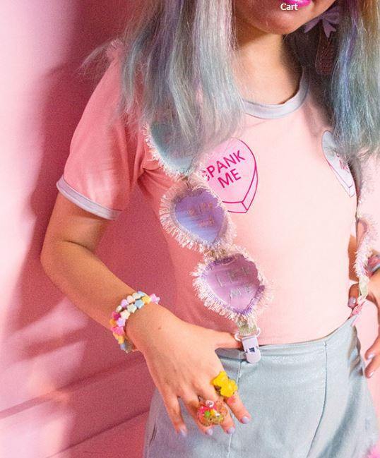 Harajuku "Spank me" "Bite Me" Pink Crop Top SD01716