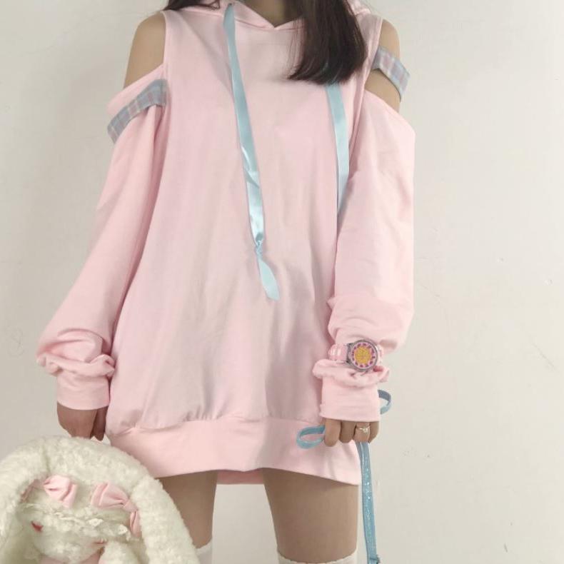 Pink Open Shoulder Loose Sweater SD00263