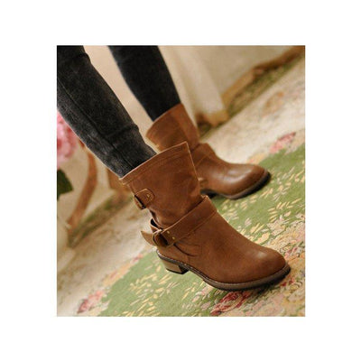 Cowboy Straps Flat Boots Shoes SD00118