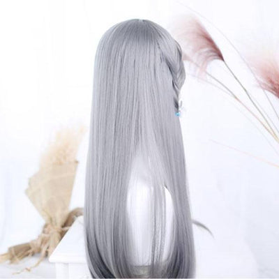 Japanese Harajuku Lolita Grey Silver Long Straight Wig SD02304