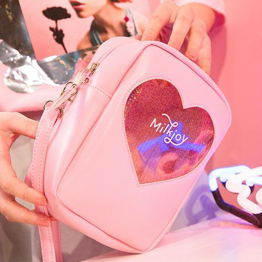 Harajuku Transparent Heart Milk Joy Bag SD02333