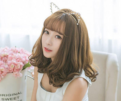 Harajuku Short Linen Brown Curly Wig SD00617