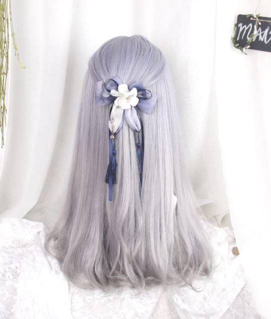 Gradient Grey Violet Curly Wig SD00534