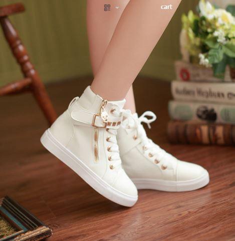 Hot White Straps Studs Sneakers Canvas Shoes SD02310