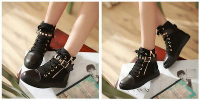 Hot Black Straps Studs Sneakers Canvas Shoes SD02312