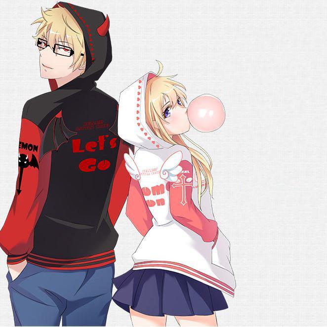 Kawaii Devil&Angel Warm Couple Hoodie Sweater SD01823