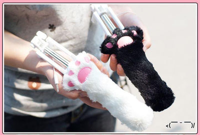 Kawaii Fluffy Cat Paw Wired Selfie Stick SD01885