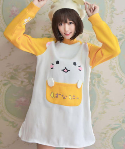 Japanese Anime Neko Atsume Banana Sweater Dress SD00742