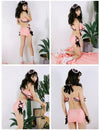 Pink High Waist Bow Ruffle Bikini Swimsuit SD00555