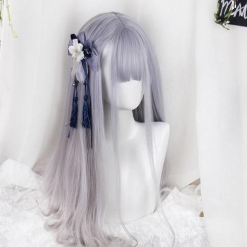 Gradient Grey Violet Curly Wig SD00534