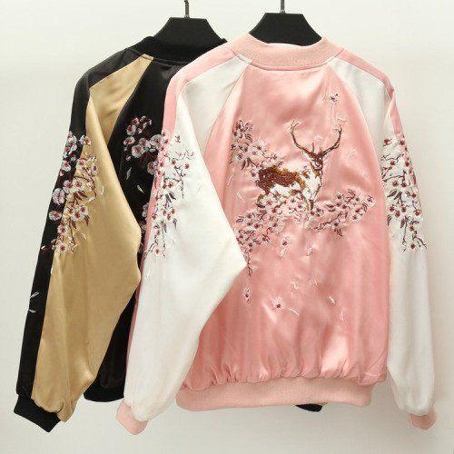 Deer Flower Tree Embroidered Silk Jacket SD01644